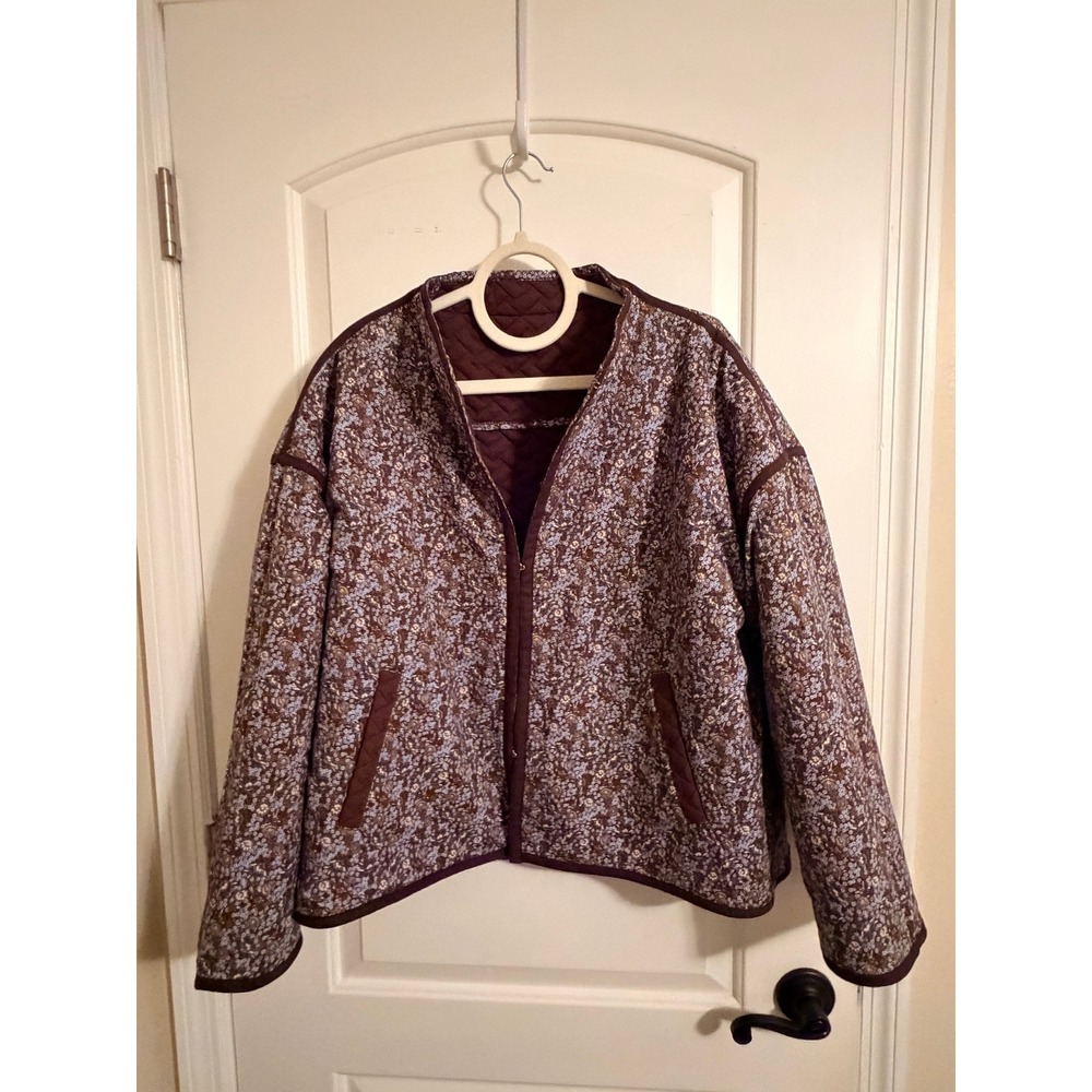 Tuckernuck Reversible Quilted Jacket Brown Floral Basketweave Hook Size XL - Picture 6 of 13